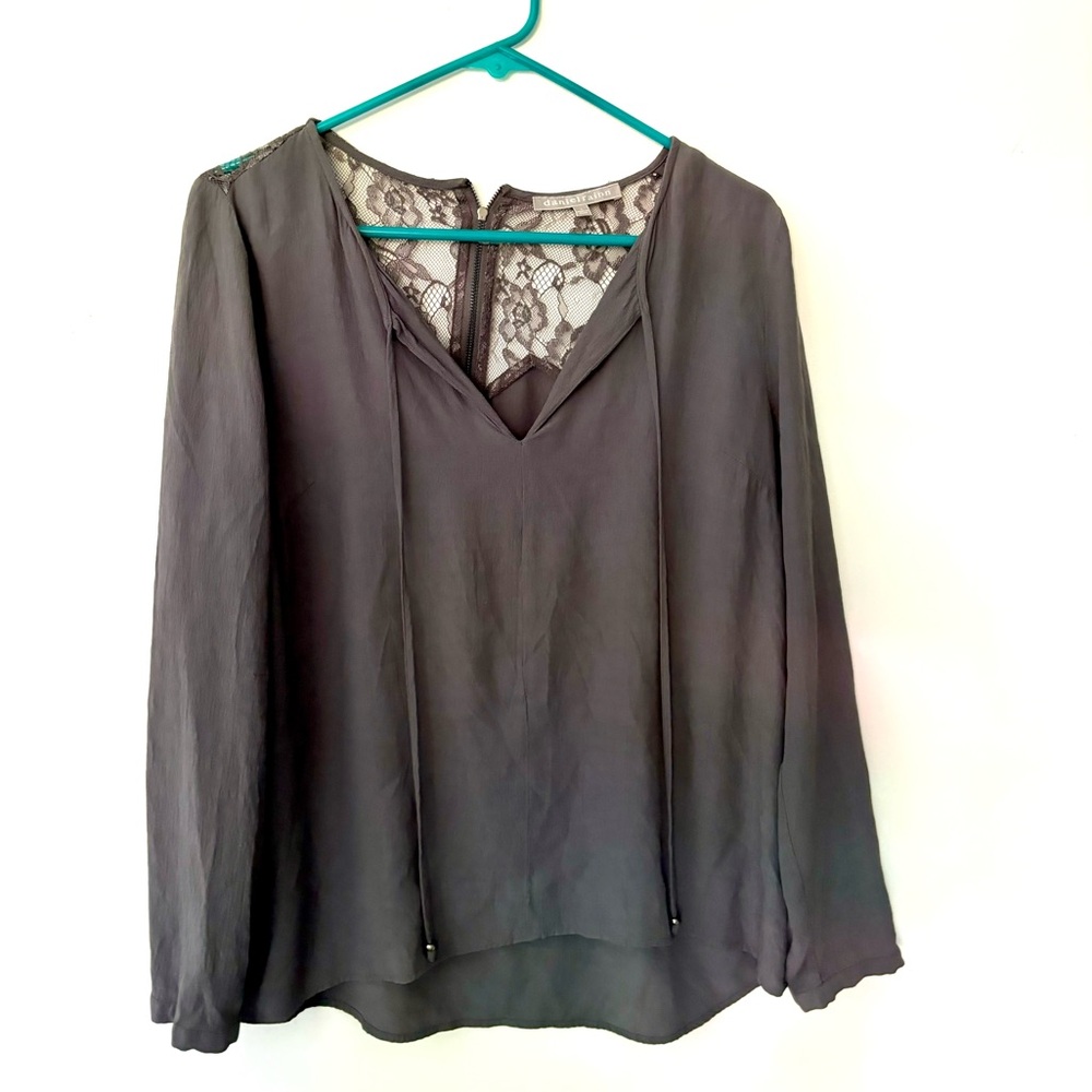 Daniel Rainn grey blouse with lace detail size large